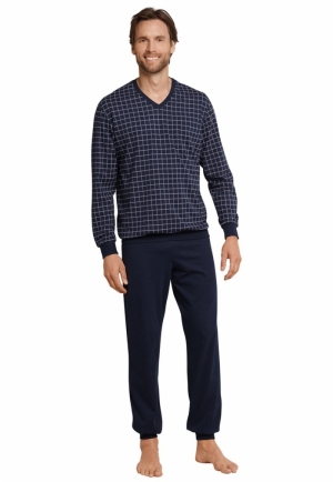 PYJAMA LANG 803 DONKERBLAUW