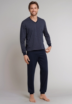 PYJAMA LANG 803 DONKERBLAUW