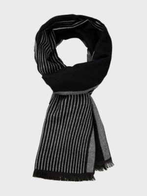 SCARF WOVEN BLACK GREY BLACK GREY
