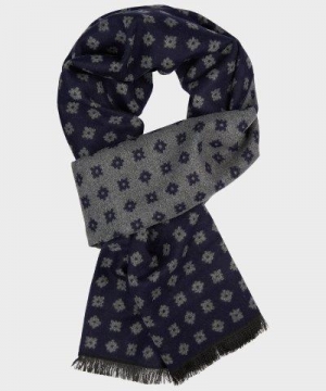 SCARF WOVEN NAVY GREY