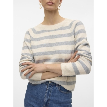 VMDOFFY LS O-NECK BLOUSE GA NO Birch/LGM