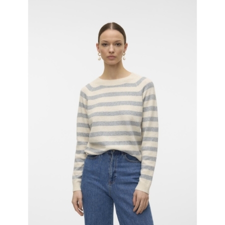 VMDOFFY LS O-NECK BLOUSE GA NO Birch/LGM