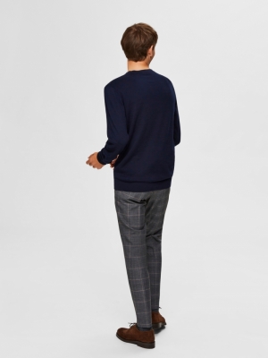 SLHBERG CREW NECK B NOOS Navy blazer melange