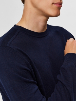 SLHBERG CREW NECK B NOOS Navy blazer melange
