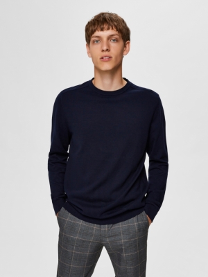 SLHBERG CREW NECK B NOOS Navy blazer melange