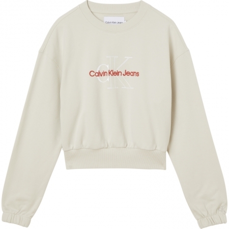 TWO TONE MONOGRAM CROP CREW NE ACF EGGSHELL