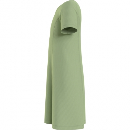 MONOGRAM RIB FLARE DRESS LUR FLOURISHING GREEN