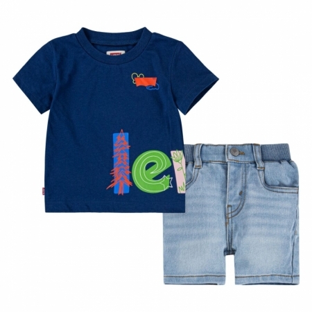 DOODLE LOGO TEE AND SHORT SET U29 estate blue