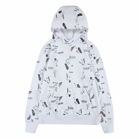 LVB PRINTED PULLOVER HOODIE 001 white