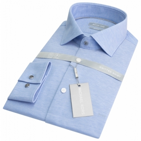 Solid pique slim shirt 455 Light blue