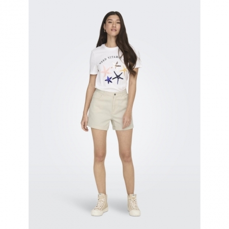 ONLVEGA HW MOM SHORTS NOOS 234755 Ecru