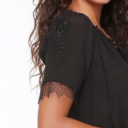 TUNIEK KORTE MOUW 02 ZWART