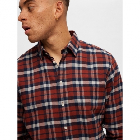 SLHSLIMOWEN-FLANNEL SHIRT LS N 179195001 Burnt