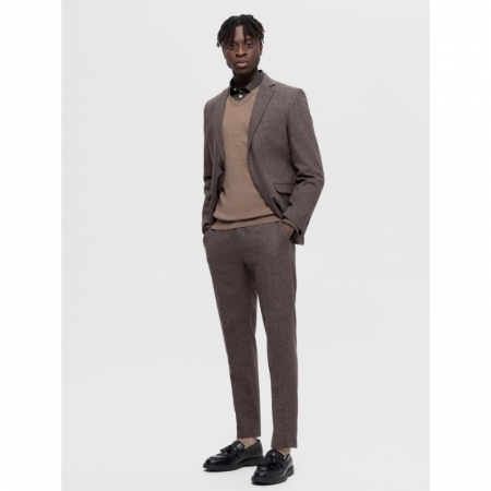 SLHBERG LS KNIT V-NECK NOOS 182711001 Teak/