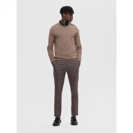SLHBERG LS KNIT V-NECK NOOS 182711001 Teak/