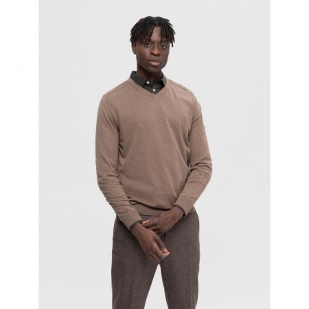 SLHBERG LS KNIT V-NECK NOOS 182711001 Teak/
