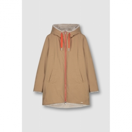 REVERSIBLE HOODED COAT COOKIE AND STONE