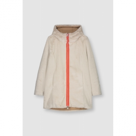 REVERSIBLE HOODED COAT COOKIE AND STONE