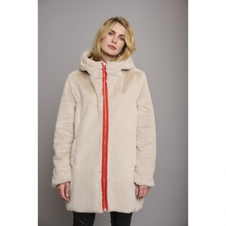 REVERSIBLE HOODED COAT COOKIE AND STONE