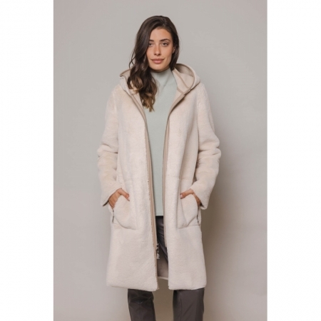 REVERSIBLE HOODED COAT STONE