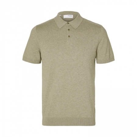 SLHBERG SS KNIT POLO NOOS 190926001 Vetiv