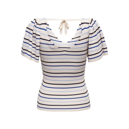 ONLLEELO STRIPE SS BACK V-NECK 212950007 Tofu/