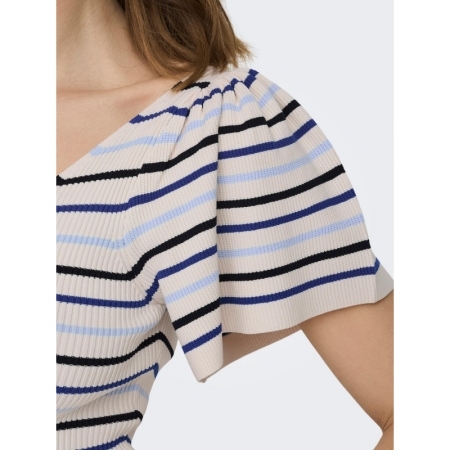 ONLLEELO STRIPE SS BACK V-NECK 212950007 Tofu/