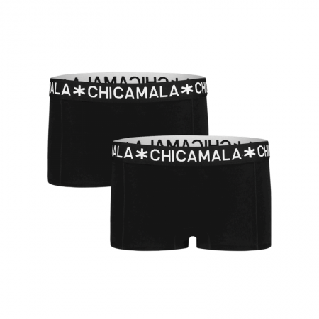 Girls 2-pack Boxershort Solid 05 BLACK/BLACK