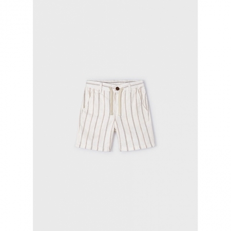 STRIPED LINEN SHORTS 026 MILK