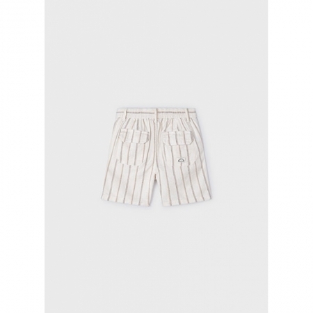 STRIPED LINEN SHORTS 026 MILK