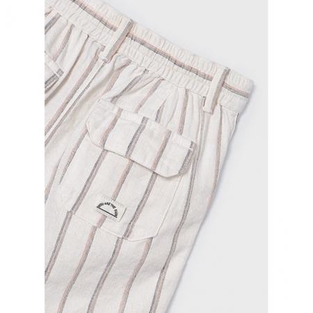 STRIPED LINEN SHORTS 026 MILK