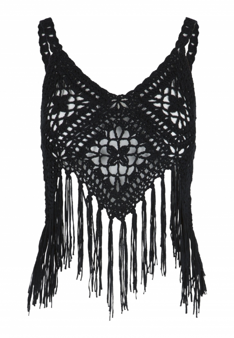BEACH COVER-UPS CROCHETED TOP 02 BLACK