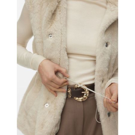 VMSONJAPOPPY FAUX FUR WAISTCOA 175626 Oatmeal