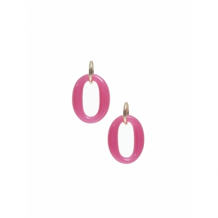 METALIC RING WITH OVAL ACRYLIC FUCHSIA