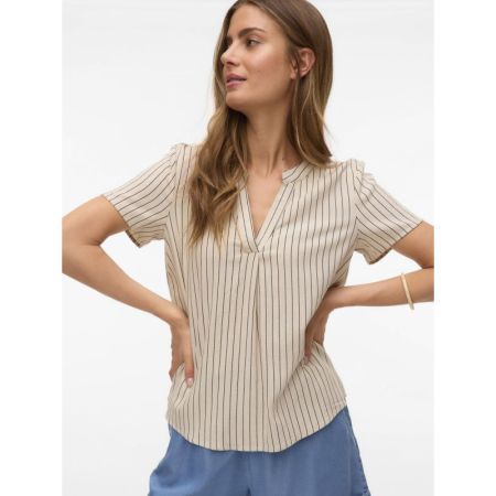 VMMYMILO SS V-NECK TOP WVN GA 271875005 Silve