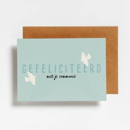 Gefeliciteerd met je communie blauw