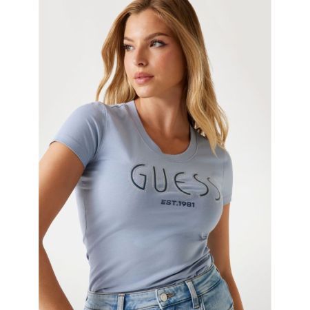 CN SS GUESS LOGO TEE A70Q NIMBUS BLUE