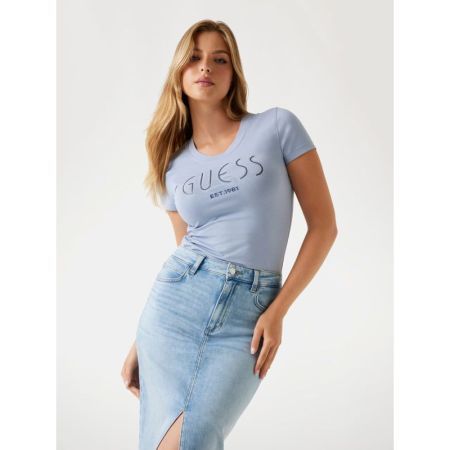 CN SS GUESS LOGO TEE A70Q NIMBUS BLUE