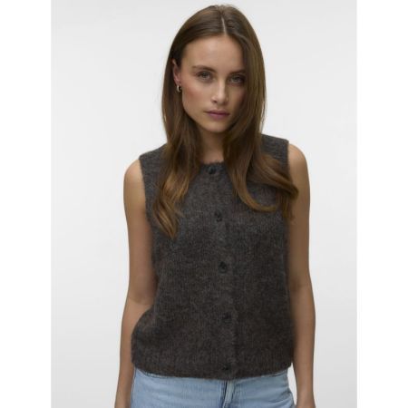 VMNOVAH SL O-NECK BUTTON VEST 297957001 Choco