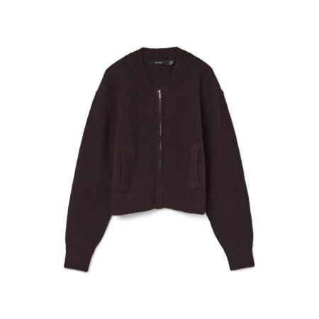 VMHANNA LS O-NECK ZIPPER CARDI 186320 Winetast