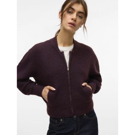 VMHANNA LS O-NECK ZIPPER CARDI 186320 Winetast