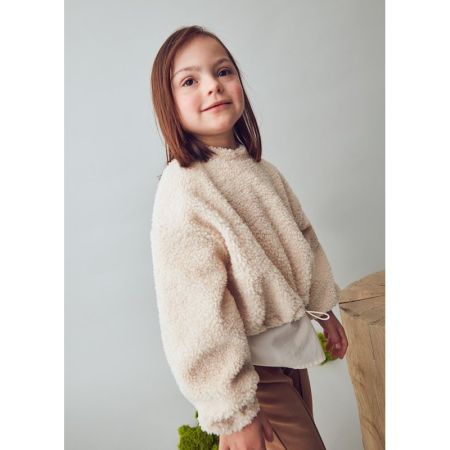 LAMB WOOL COMBINED PULLOVER 016 ALMOND