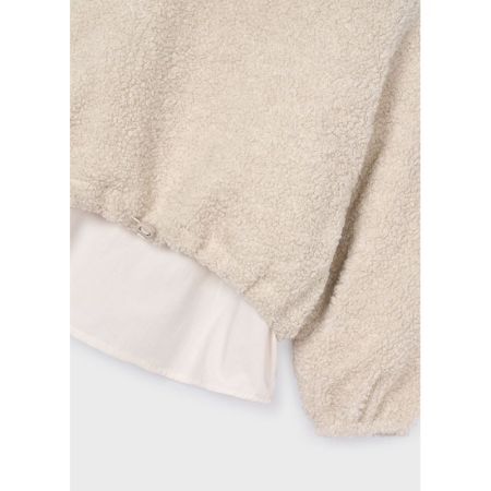LAMB WOOL COMBINED PULLOVER 016 ALMOND