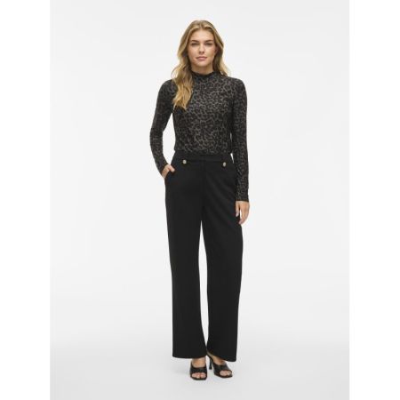 VICLUA HW WIDE BUTTON PANTS- N 178035001 Black
