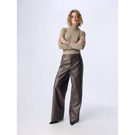 OBJMELBA LISA WIDE COATED PANT 303967 Seal Bro