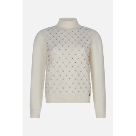 MAGLIA DOLCEVITA CON PIETRE 013 AVORIO