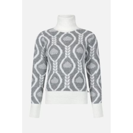 MAGLIA COLLO ALTO FANTASIA 086 AVORIO GRIGIO