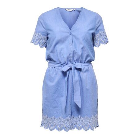 ONLTULUM EMB SS PLAYSUIT WVN 186578001 Blue