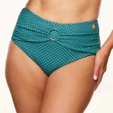 CHINESE FAN HIGH WAIST BRIEF 008 TURQUOISE/AQUA