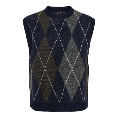 ONLRHOMBUS ARGYLE VEST KNT NOO 194962001 Night
